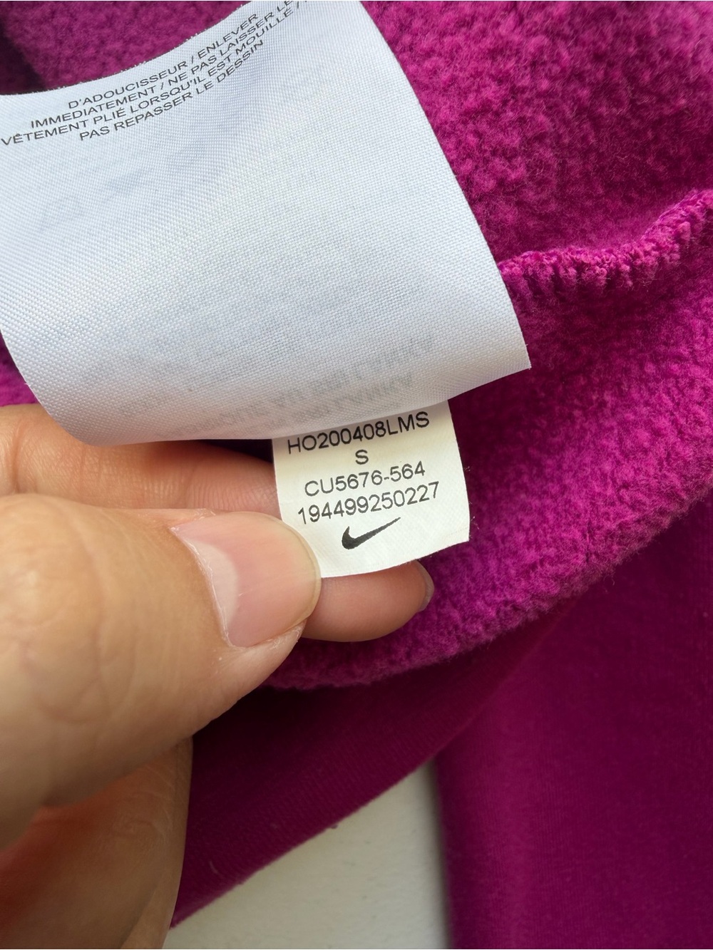 Nike Sportswear Swoosh Cropped Fleece Hoodie Magenta Pink Women’s S - Picture 7 of 10
